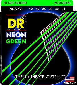 Encordoamento DR Strings NEON Green Violão 12-54 Verde