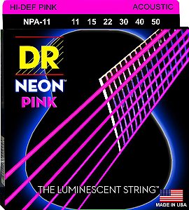 Encordoamento DR Strings NEON Pink Violão 11-50 Rosa