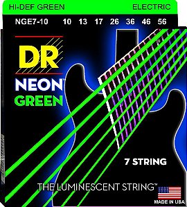 Encordoamento DR Strings NEON Green Guitarra 7 Cordas 10-56