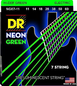 EM BREVE: Encordoamento DR Strings NEON Green Guitarra 7 Cordas 11-60