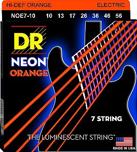 Encordoamento DR Strings NEON Orange Guitarra 7 Cordas 10-56