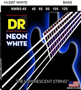 Encordoamento DR Strings NEON White Baixo 5 Cordas 45-125 - Standard Scale