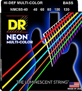 Encordoamento Hi-Definition NEON Multi-Color, Baixo 5 Cordas 40-120 - Standard Scale