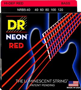 Encordoamento DR Strings NEON Red Baixo 5 Cordas 40-120