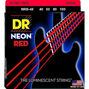 EM BREVE: Encordoamento DR Strings NEON Red Baixo 4 Cordas 40-100 - Standard Scale