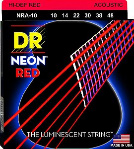 Encordoamento DR Strings NEON Red Violão 10-48 Vermelha