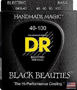 Encordoamento Black Beauties, Baixo 4 Cordas 40-100, Níquel, K3 Coated, Preta, Standard Scale