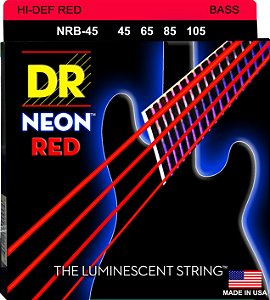 Encordoamento Hi-Definition NEON Red, Baixo 4 Cordas 45-105, Níquel, K3 Coated Vermelha