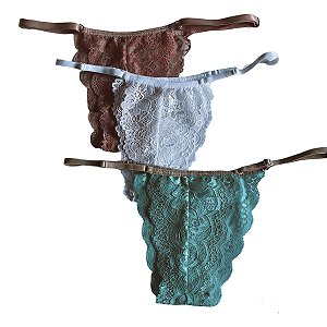 3 ISIS - Kit com 3 calcinhas de renda