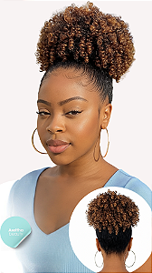 Afro Puff Cacheado castanho escuro
