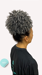 Afro Puff Cacheado Grisalho