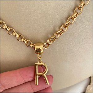 Colar 45Cm Elo Português Pingente Inicial
