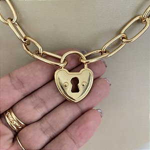 COLAR 40CM ELO FAMOSO CADEADO RETRO