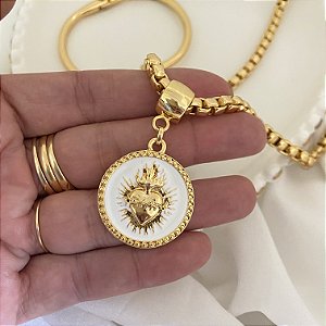 Colar 45Cm Veneziana Sagrado Coração De Jesus