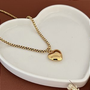 Colar 45Cm Veneziana Coração Cheio Medio