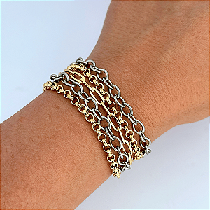 Pulseira Mix Banho Correntes Fecho Imã