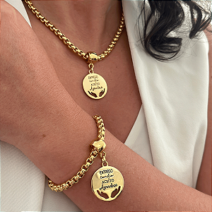 Conjunto Colar e Pulseira Entrego Confio Aceito Agradeço
