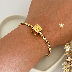 Pulseira Veneziana Dado Nome Inicial