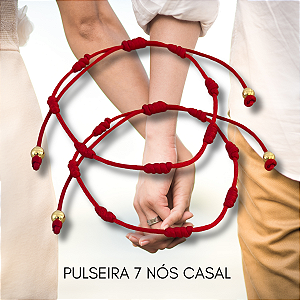kit 2 Pulseira 7 nós Vermelha Proteção Casal