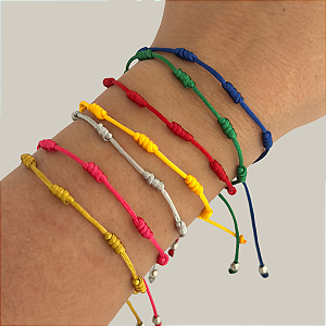 Pulseira Ajustável Fio Cetim Proteção 7 Nós Kabbalah