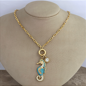 Colar 45cm Elo Kartier Fecho Boia Cavalo Marinho