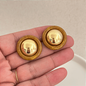 Brinco Botão Resina Elegante