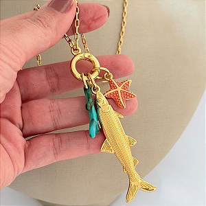 Colar 60cm Kartier Peixe Sardinha Fundo do Mar