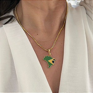 Colar 45cm Mapa Do Brasil