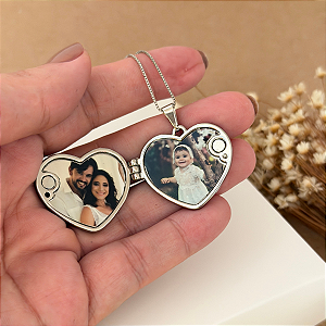 Colar Veneziana Fina Relicário Coração