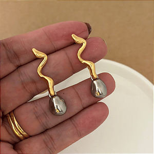 Brinco Orgânico Mix Banho Ouro Prata