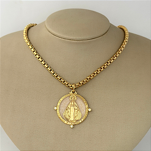 Colar 45cm Veneziana Grossa Nossa Senhora Das Graças