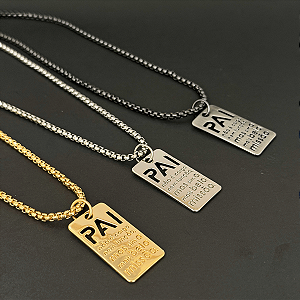 Colar 70cm Masculino Placa Mensagem Pai