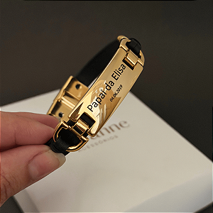 Pulseira Masc Fecho Imã Placa Personalizado a Laser