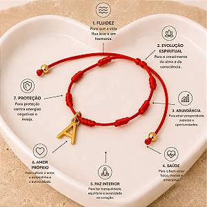 Pulseira 7 Nós Vermelha Kabbalah Proteção Com Inicial Do Nome
