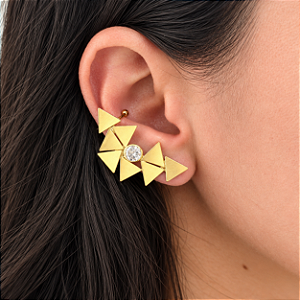 Brinco Ear Cuff Triângulos Dubai