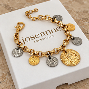 Pulseira Medalhas Moeda Antiga