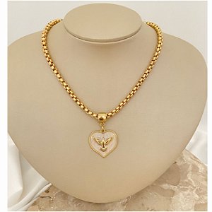 Colar 45Cm Coração Espirito Santo