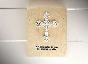 Quadrinho mad. clara aplique "a fé está..."