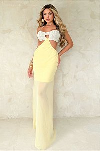 Vestido Longo Crochê com Top Vazado