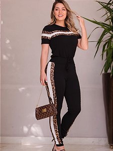 Conjunto de Manga Curta Animal Print
