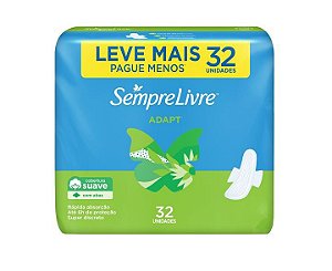 Absorvente Sempre Livre Com Abas Adapt Cobertura Suave 32 unidades