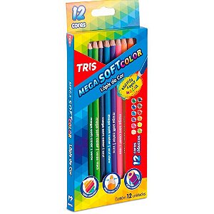 Lápis De Cor Tris Com 12 Cores Mega Soft Color
