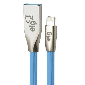 Cabo Lightning USB Para Iphone Elg Flat Borracha 1 Metro L810PB Azul