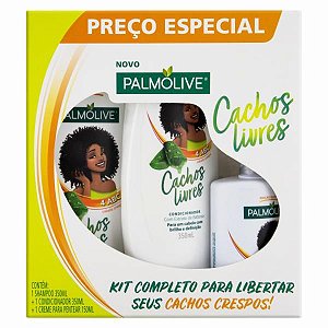 Kit Palmolive Shampoo + Condicionador + Creme De Pentear Cachos Livres