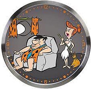 Relógio De Parede Fred Flinstones Alumínio Cinza  30cm