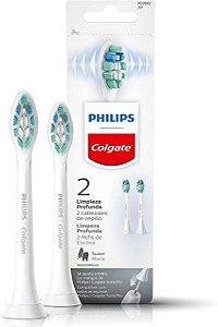 Refil para Escova de dente Elétrica Philips Colgate Limpeza Profunda 2 unid, Branco
