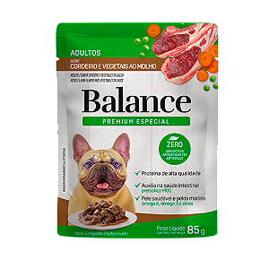 Sachê Balance 85g p/ Cães Adultos Cordeiro e Vegetais ao Molho