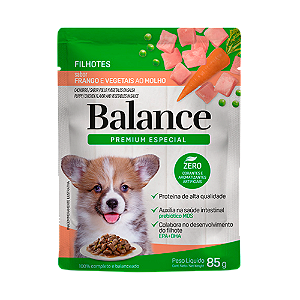 Sachê Balance 85g p/ Cães Filhotes Frango e Vegetais ao Molho