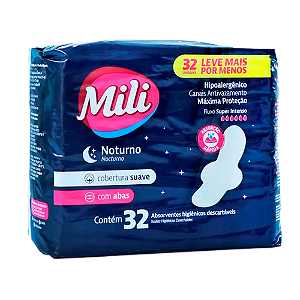 Absorvente Mili com Abas Noturno 32 Unidades