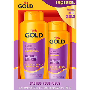 Kit Niely Gold Shampoo 275ML + Condicionador 175ML Cachos Poderosos